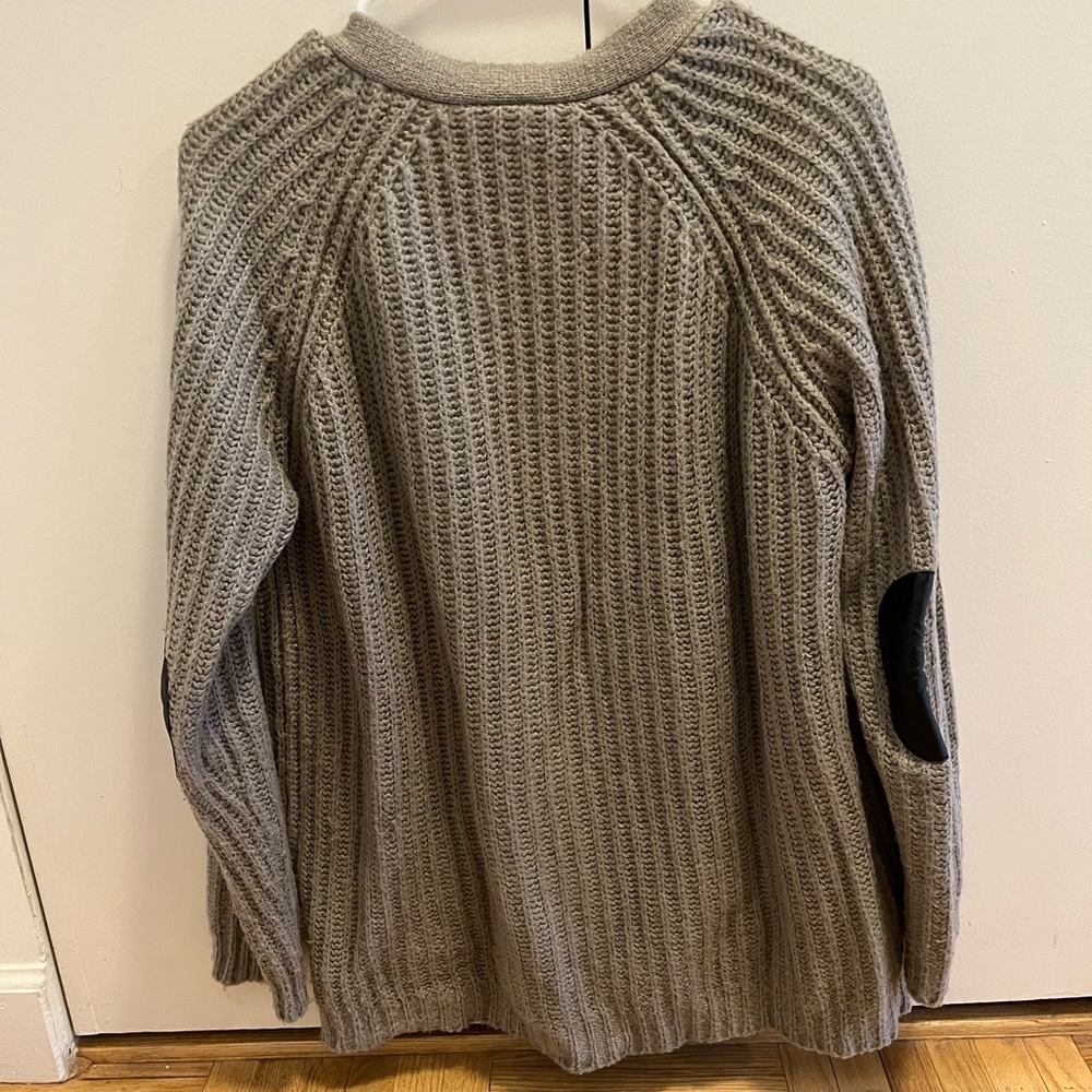 Olive & Oak Gray Cardigan Sweater with Black Leather Accents - Picture 3 of 6